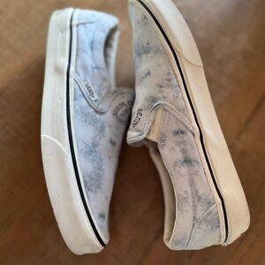 Vans Slip-On Tie-Dye White and Light Blue Canvas Flats